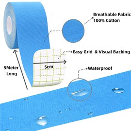 ANAMPION Kinesiology Tape (3 Rolls, 5 cm x 5 m) Kinesiology Tape Waterproof Kinesio Tape and Sports Tape for Sports for Muscles Shin Splints Ankle Knee Shoulder (Black + Blue + Pink)