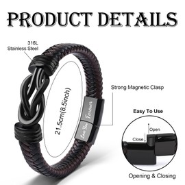 VU100 Graduation Gifts for Him Graduation Gift Ideas Class of 2025 Gifts Leather Bracelet for Men Inspirational Gift for Friends Boy Men Son (Brown)