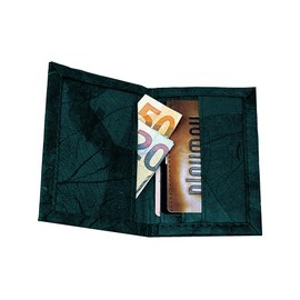 NELUHA Small Credit Card Holder Made of Teak Leaves Vegan Sustainable Leather Alternative - Wallet Mini Hinged, dark blue, Casual