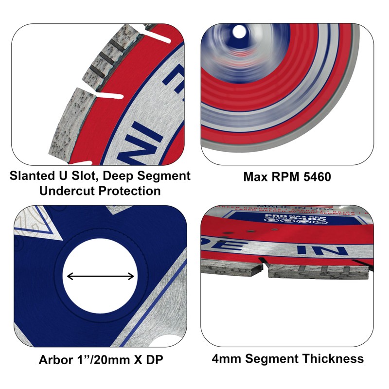 Made in USA All American Diamond Blade with Drop Segment