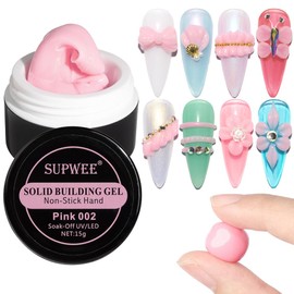 SUPWEE Pink Hard 3D Nail Gel Non Stick Hand Solid Builder Gel for Sculpting Carving Molding Home Manicure DIY for Women Girls