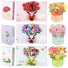 Motipuns 6 Pcs Flower 3D Greeting Card with Envelopes Bouquet