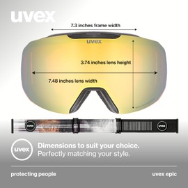 Uvex epic ATTRACT Ski Goggles Frameless 100% UV400 Protection Anti-Fog interchangeable Lens Snow Goggles for Men & Women, black/gold