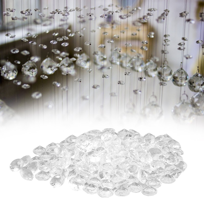 300pcs 20mm Transparent Acrylic Diamonds Crystals Pointed Beads Wedding Party