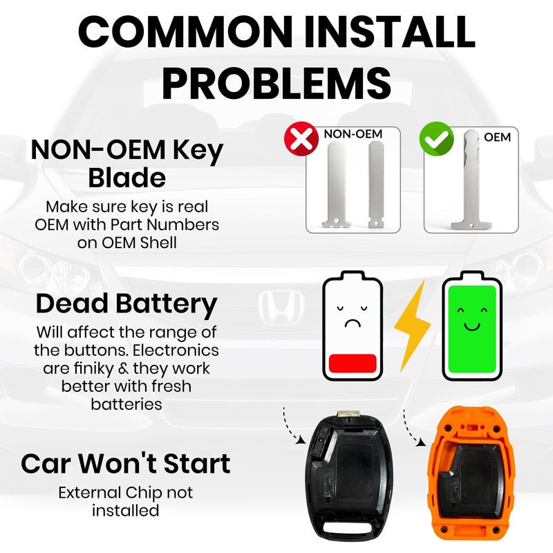 USA-Made for Honda Key Fob Shell | Crack-Resistant & Durable
