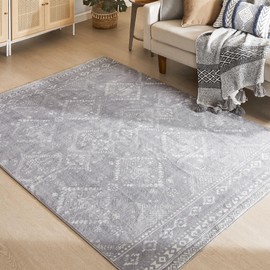 SONGMICS HOME Area Rug, 5x7 ft Rug for Bedroom, Non-Slip Carpet, Home Decor, for Living Room, Machine Washable, Boho Style, Dove Gray UTAR023G01V1
