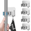 Broom Holder Wall Mounted, 4-Pack – Stainless Steel Mop and