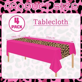 4 Pcs Leopard Print Party Tablecloth Decorations, Waterproof Rectangle Safari Animal Cheetah Table Cloths Leopard Tablecloth for Jungle Safari Animal Baby Shower Birthday Party Supplies, 130 x 220cm