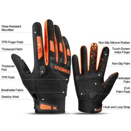 INBIKE MTB Mountain Bike Gloves Touchscreen with Thicken EVA Padded & TPR Knuckle Protection for BMX MX ATV Motorcycle