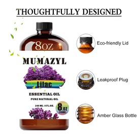 Lilac Essential Oil, Lilac Oil 8 Fl Oz 240ML for Diffuser Humidifier Yoga Cleaning DIY Candle Soap Making Essential Oils