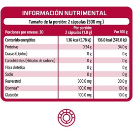 HEALTHADDICTION - Resveratrol, Glutatión y Oxxynea 500 mg - Suplemento Antioxidante con Polifenoles para Bienestar - 60 Cápsulas