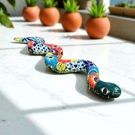 Handmade 24-Inch Talavera Snake – Colorful Mexican Pottery Garden & Wall Decor (Extra Large Snake 34")