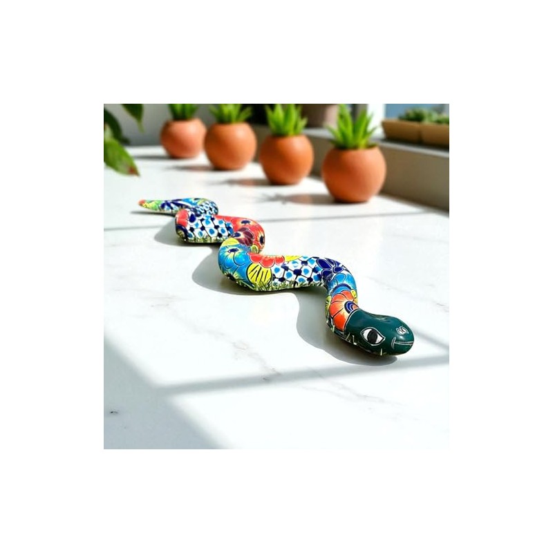 Handmade 24-Inch Talavera Snake – Colorful Mexican Pottery Garden &