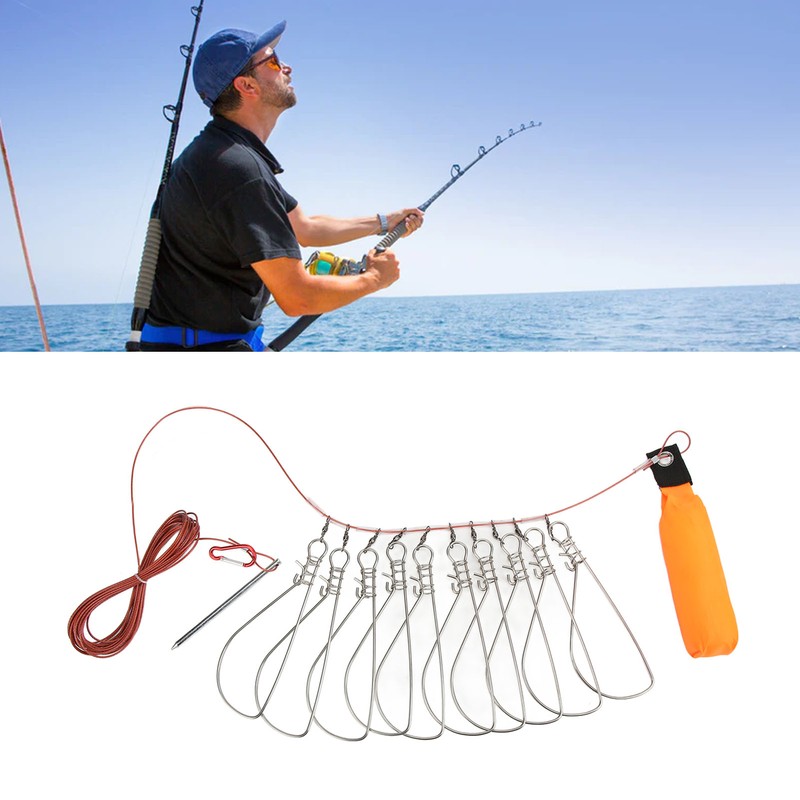 Live Fish Lock with Foam Float Stick Steel Wire Fishing