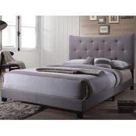 HomeRoots 83" X 64" X 48" Queen Gray Fabric Bed