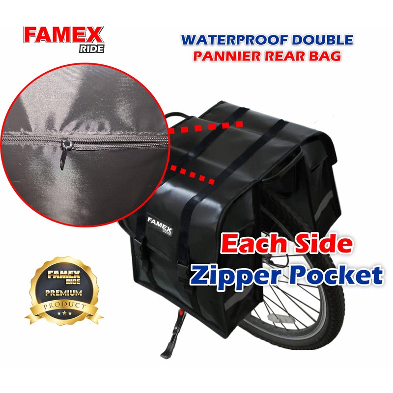 FAMEX RIDE® Double Pannier Bag Shopping Waterproof Bicycle Bicycle Cycle