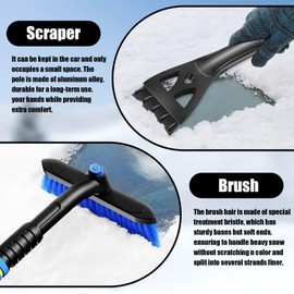 Axinyijia 3-in-1 Ice Scraper Car Snow Brush, Ice Scraper Car with Broom Telescope, 360° Ice Scraper Car Windscreen Broom Snow