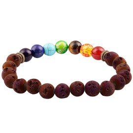 mookaitedecor 7 Chakras Stone Bracelet,Gemstone Stretch Beads Bracelet for Yoga Meditation Healing Crystal