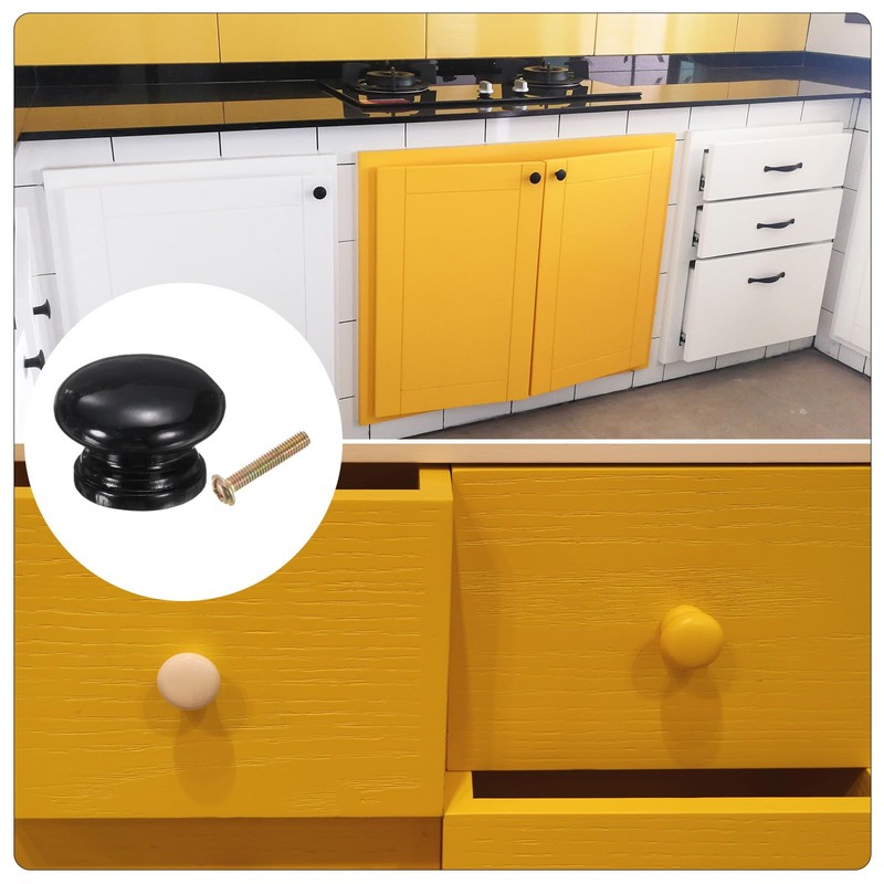 sourcing map 8pcs Round Wooden Knobs, 33mm/1.3" Mushroom Shape Kitchen
