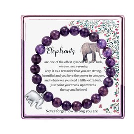 Lucky Elephant Bracelet for Women Elephant Gifts Never Forget How Strong You Are Animals Inspirational Gifts (purple crack elephant)
