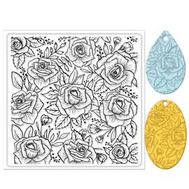 CHGCRAFT Polymer Clay Texture Sheets Rose Background Silicone Texture Stamp Sheets for Polymer Clay Texture Mat for Making Earrings Jewerly, Polymer Clay Earrings Tools, 5.5x5.5inch