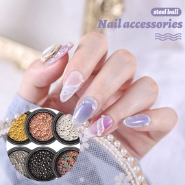 Brion Set, 6 Case, Spheres, Metal Brion, Silver, Gold, Pink Gold, Black, Nail Parts, Metal Parts, Brion Parts, Gel Nails, Case Included, Resin Sealed