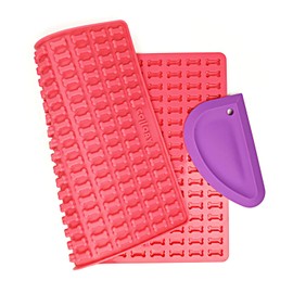 Collory Mini Knochen (2cm) Silikon Backform und Teigschaber Set, Backmatte für Hundekekse und Leckerlis DIY, Pralinenform, Antihaftend und Lebensmittelecht (BPA-Frei)