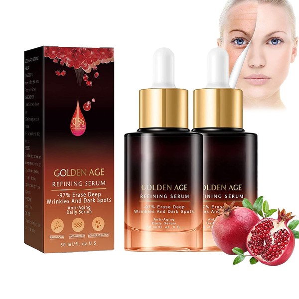 Vitamin C Serum for Face with Hyaluronic Acid, Anti Ageing Vitamin C Face Serum for Women to Boost Collagen, Reduce Wrinkle, Dark Spot, Young Golden Age Refining Serum (Pack of 2)