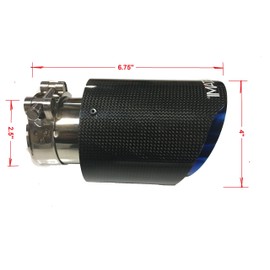 NETAMI 2.5 inch Inlet to 4" Outlet Carbon Fiber Exhaust Tip Stainless Steel Blue Bolt-on