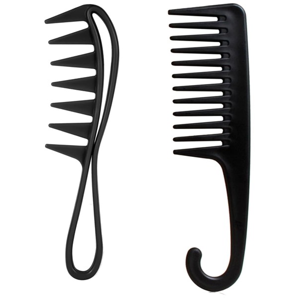 2PCS Wide Tooth Comb Shower Comb With Hook,Large Tooth Combs