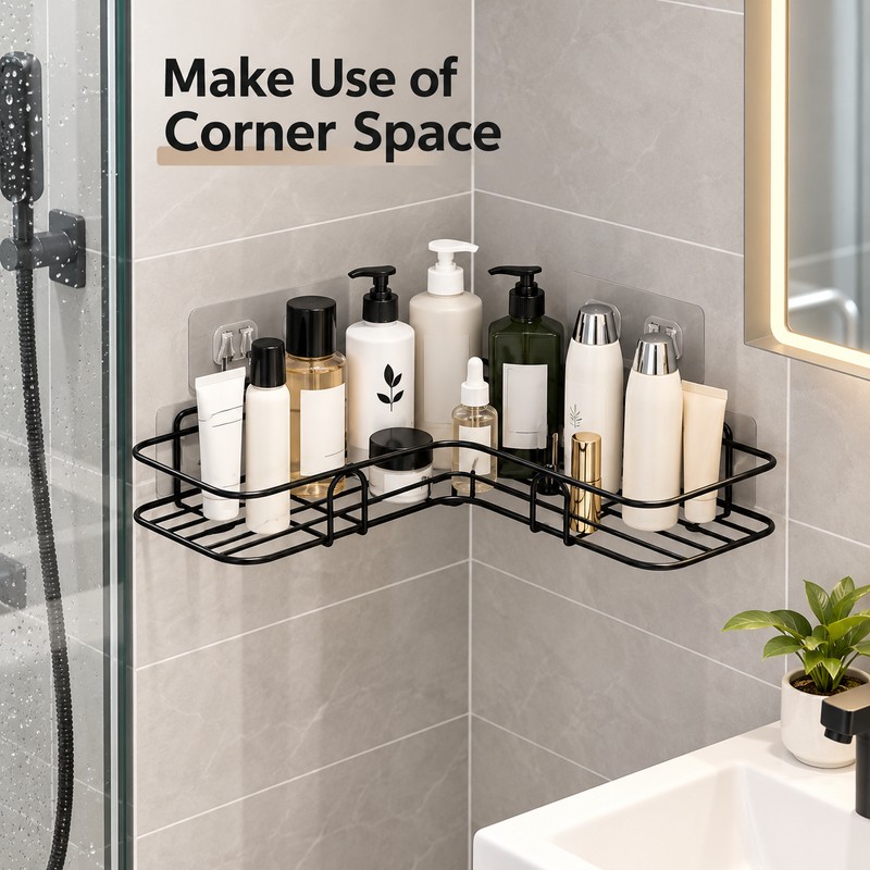 Wall Mounted Corner Shower Shelf for Bathroom Storage – Single-Tier