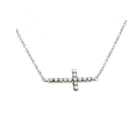 New Sterling Silver Sideways Pearls Cross Pendant Elegant Cute Unique Stunning Style Pretty jewerly perfect for any occasion SURR-R03384