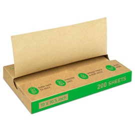 EcoDispose Precut POP UP Deli Paper Sheet Pack of 200, Interfolded Heavy Paper for Food Wrap and Serving (10" x 10-1/2", Kraft）
