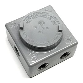 Killark GRSS-2 Outlet Body, 3/4" Hub, Copper-Free Aluminum, 7 Openings, 4 Plugs, Gray