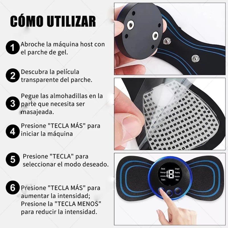 Dingpai X1 Recargable 8 Modos Pulso Electroestimulador Portatil+7parche