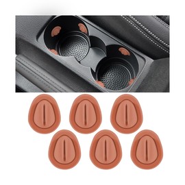 Mandark Car Cup Holder Insert Limiter, 6PCS Silicone Anti Shake Vehicle Coasters Bottle Stabilizer with Self Adhesive, Non Slip Auto Interior Kettle Stabilizer Accessories, Universal Fit (Brown, 6PCS)