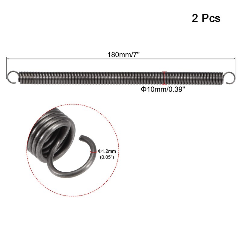 TOP-VIGOR 2Pcs Extension Compressed Spring, 1.2mm Wire Dia, 10mm OD,