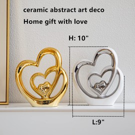 Anding Home Decoration Gold Modern Art Statue Porcelain Sculpture New Year Gift Gold Decorative Living Room Office Centerpiece (A819Gold)