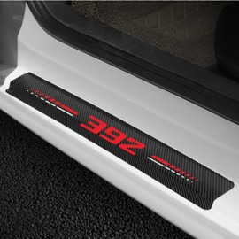 QZXIAOGU 4PCS Carbon Fiber for Camaro Accessories Door Sill Protector RS Emblem Door Sill Scuff Plate Threshold Guard Cover Trim Reflective Automotive Door Sill Sticker (392)