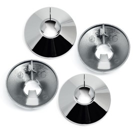 Radiator Pipe Covers Chrome Pipe Collars - Pack of 4 Radiator Pipe Collars, 15mm Radiator Pipe Hole Collars, 4.5cm Wide Snap On Chrome-Plated Plastic Cover to Hide Radiator Pipes Base