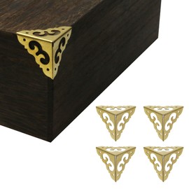 Mcredy Brass Vintage Corner Protectors,1.2x1.66 Inch Antique Corner Vintage Case Edge Guard Box Corner for Furniture Jewelry Box Decoration