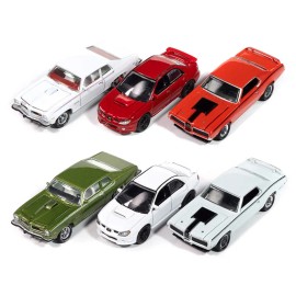 DCD 2024 Johnny Lightning Collector's Tin Limited Edition 6 Car Set 1/64 Scale Diecast Model Cars with Rotatable Wheels