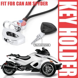 Key Holder for CAN AM Spyder, Key Cover w/Metal Keyring Keychain Leather Strap for Spyder F3 RT RTS ST STS RSi Keys (FLAG, CHROME)