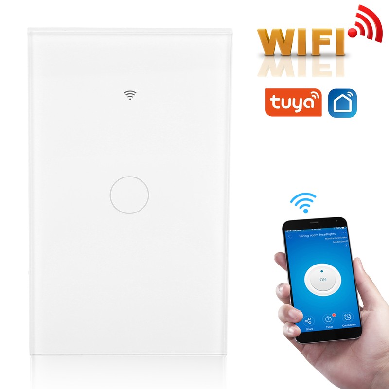 Intelligent WIFI Touch Switch Single Fire 1 Channel White AC