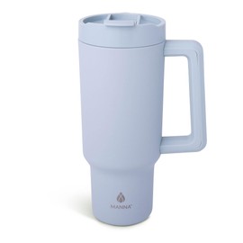 Manna Rogue Stainless Steel Double Wall Insulated Tumbler with Smart Seal Dual Sip Lid and Straw Fit Handle - 40 Oz - Ocean Mist Powder Coat
