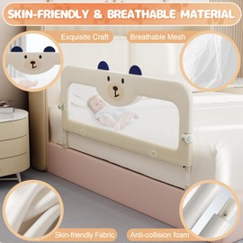 omzer Bed Guard Rail for Toddlers - 32'' Swing Down & Height Adjustable Bed Rail for Toddlers Baby Bed Rail Guard for Twin, Queen, King, Full Size Bed