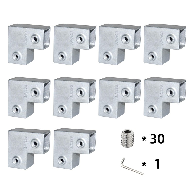 10 Pack 1" X 1" Square Tube Fittings-2 Way Connector,