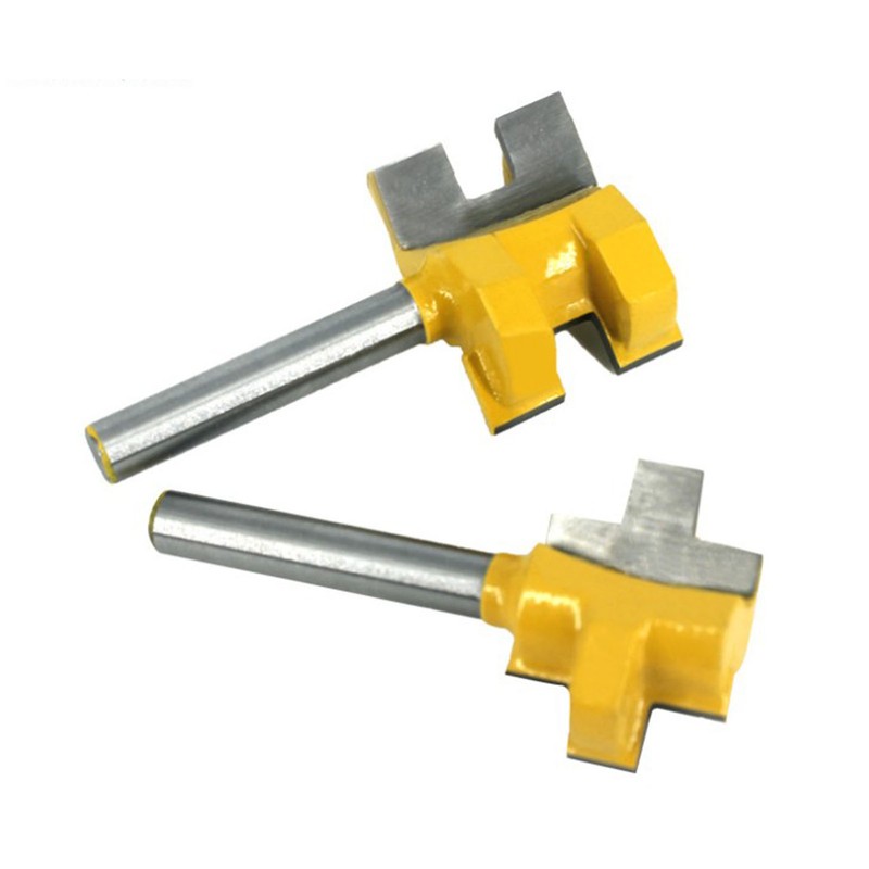 2Pcs Router Bit Cemented Carbide Slotting Cutter Bit 1/4in Shank