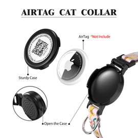 AmxminaID Cat Collar Breakaway with Bells Airtag Holder,Kitten Collar with QR Code ID Tag,Soft Polyester (Pink)