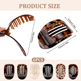 6 PCS Flat Hair Clips for Women, Non Slip Claw Clips for Thin Thick Hair Flat Strong Hold Hair Claw Clips Hair Accessories for Lying, Driving, Beach, Traveling